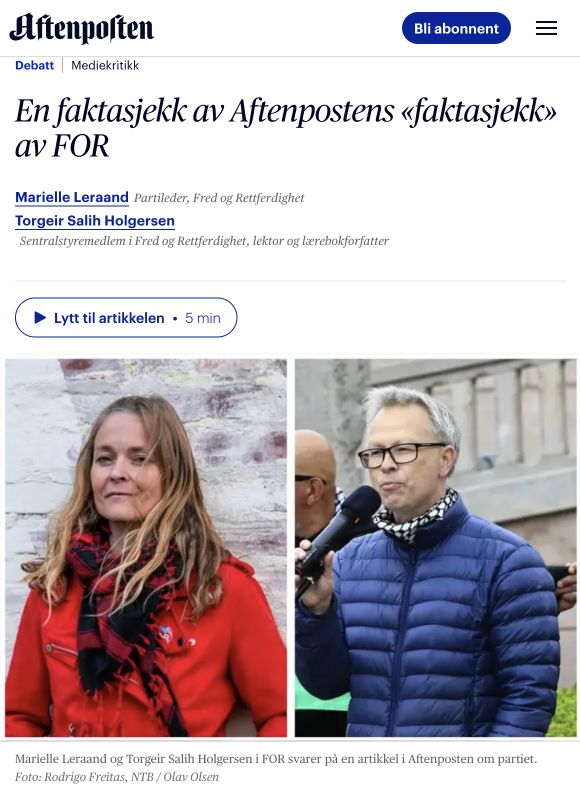 En faktasjekk av aftenpostens «faktasjekk» av for