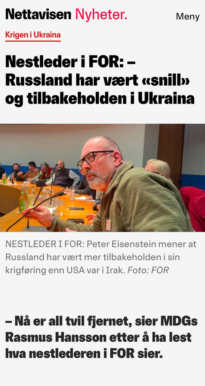 Nestleder i FOR: – Russland har vært «snill» og tilbakeholden i Ukraina
