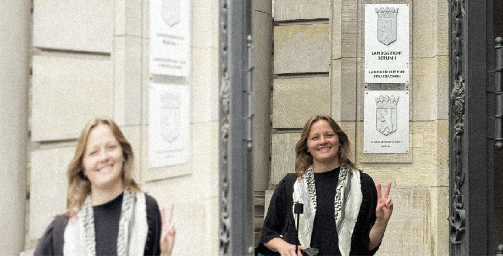 Rebekka shapiro outside the berlin criminal courthouse2