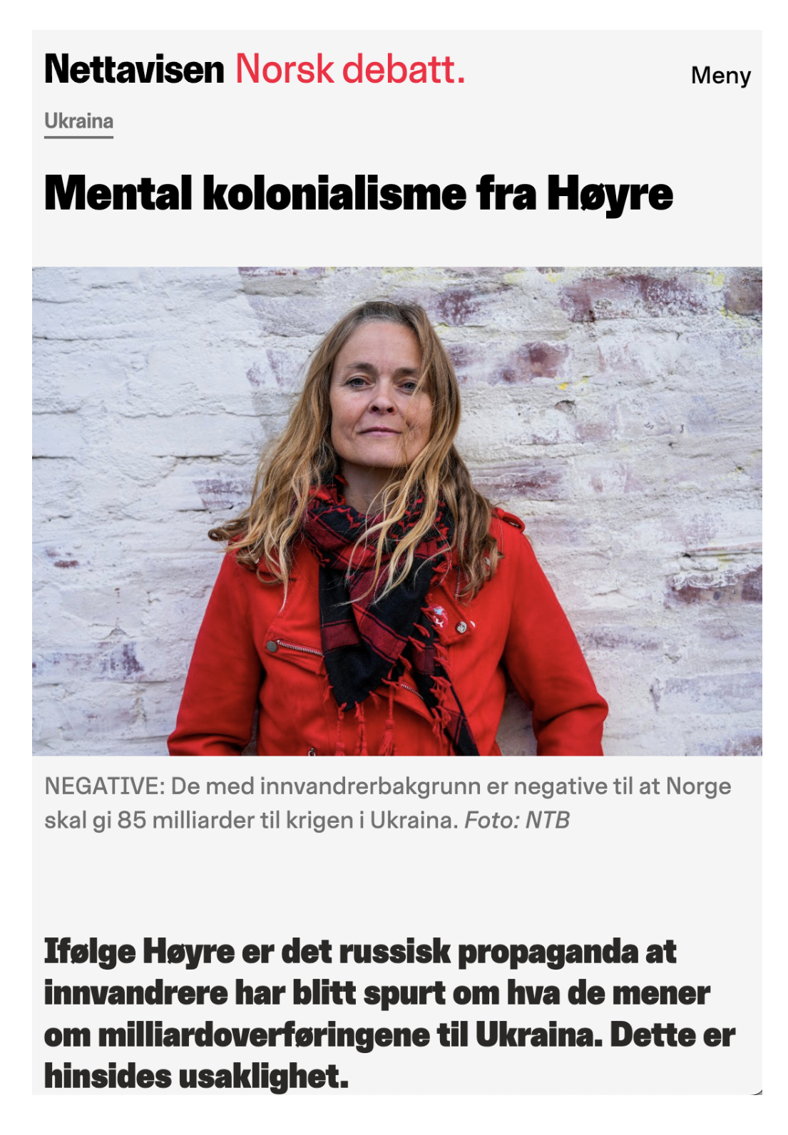 Nettavisen: Mental kolonialisme fra Høyre